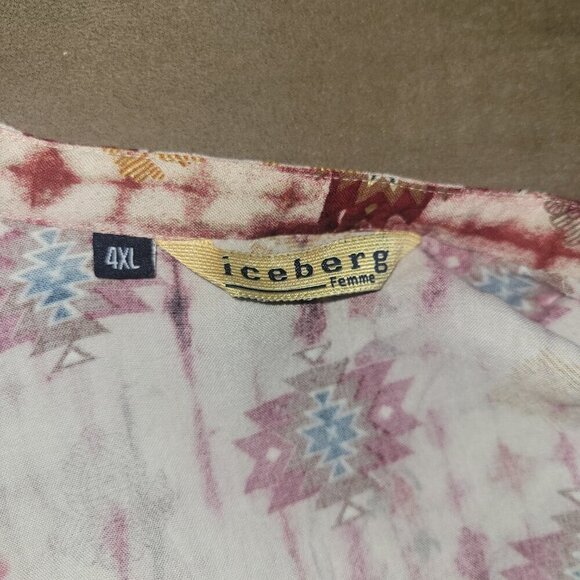 ICEBERG FEMME Boho Tunic Top Aztec Print designer Button Up‎ Shirt plus size 4X - Picture 6 of 6